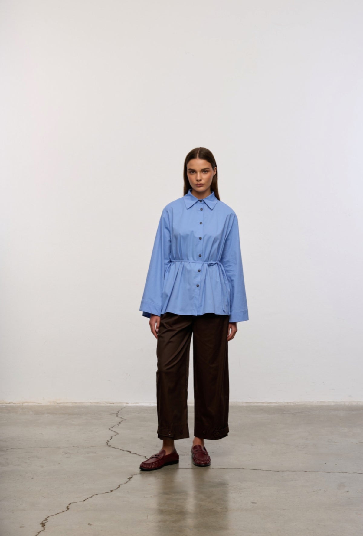 Chemise ceinturée en coton