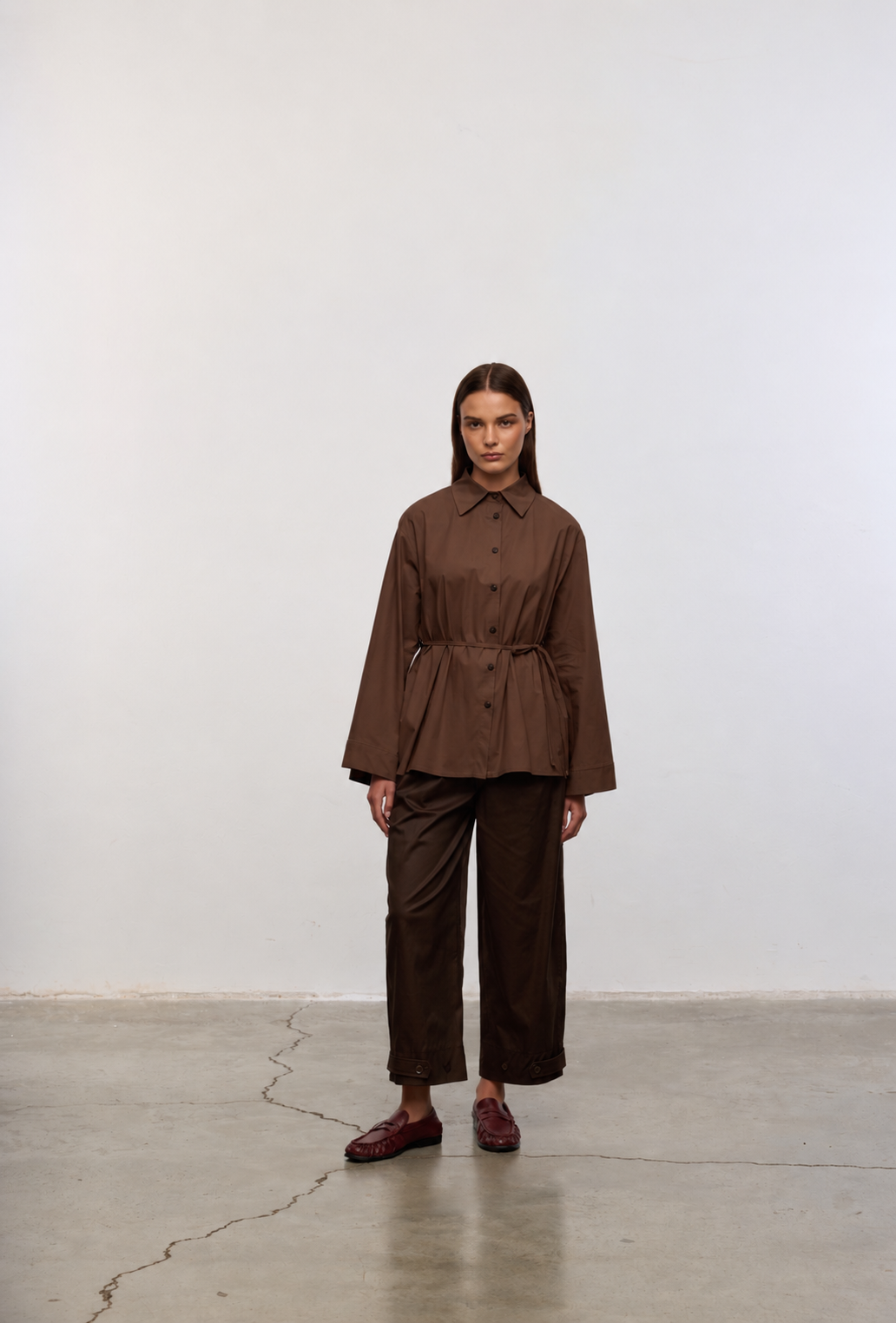 Chemise ceinturée en coton