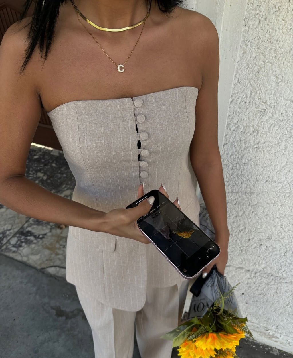 Ensemble bustier beige – robe élégante | DA DRESSES