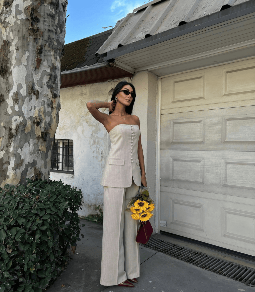 Ensemble bustier beige – robe élégante | DA DRESSES