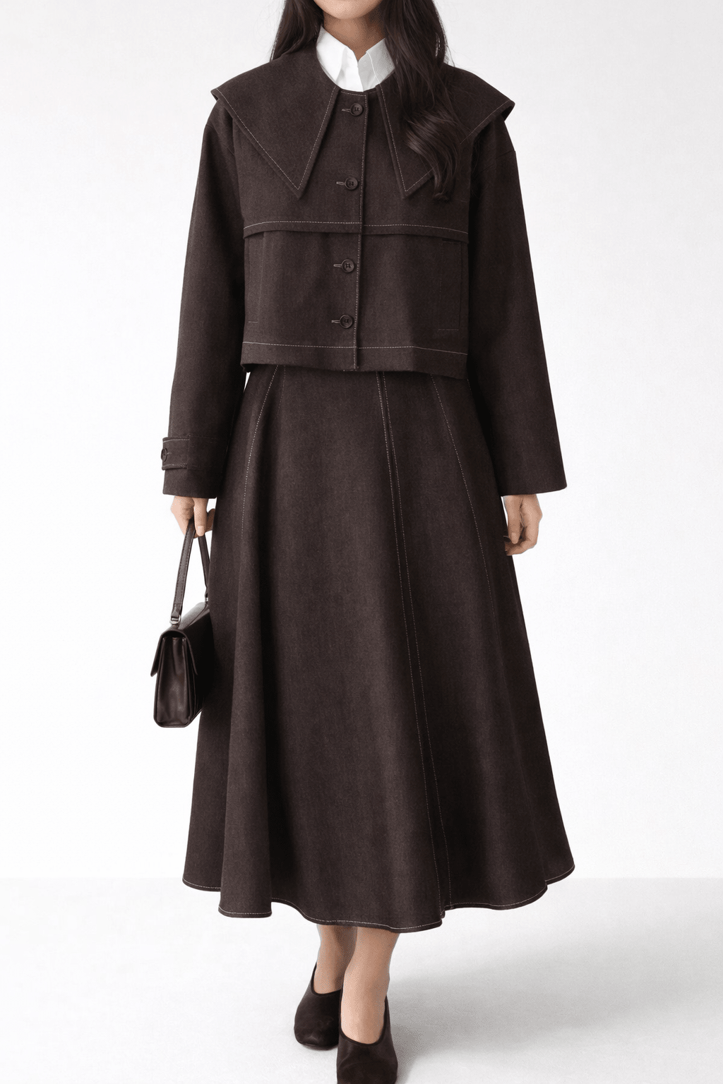 Ensemble jupe marron – robe élégante | DA DRESSES