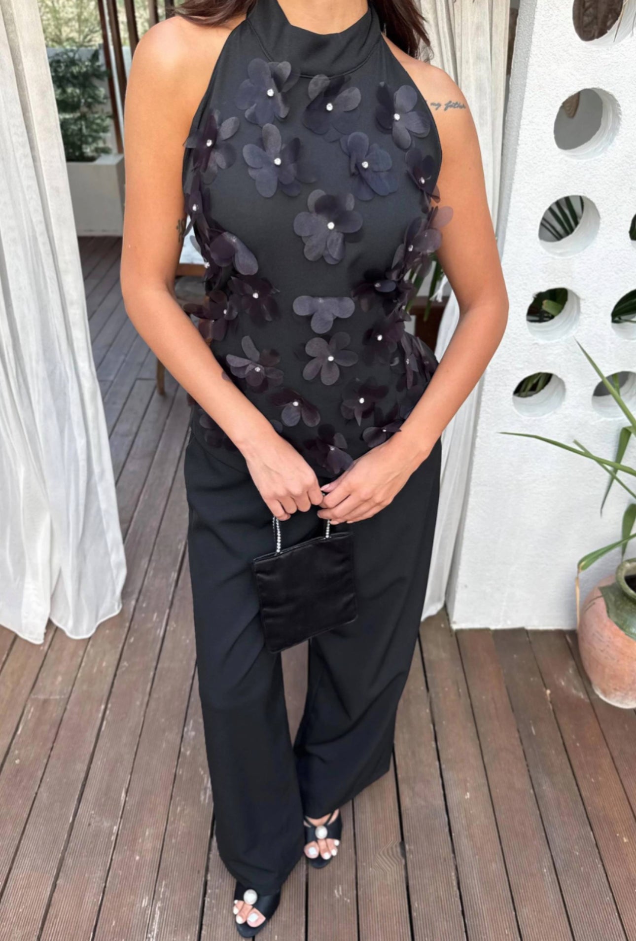 Ensemble noir chic à dos nu – robe élégante | DA DRESSES