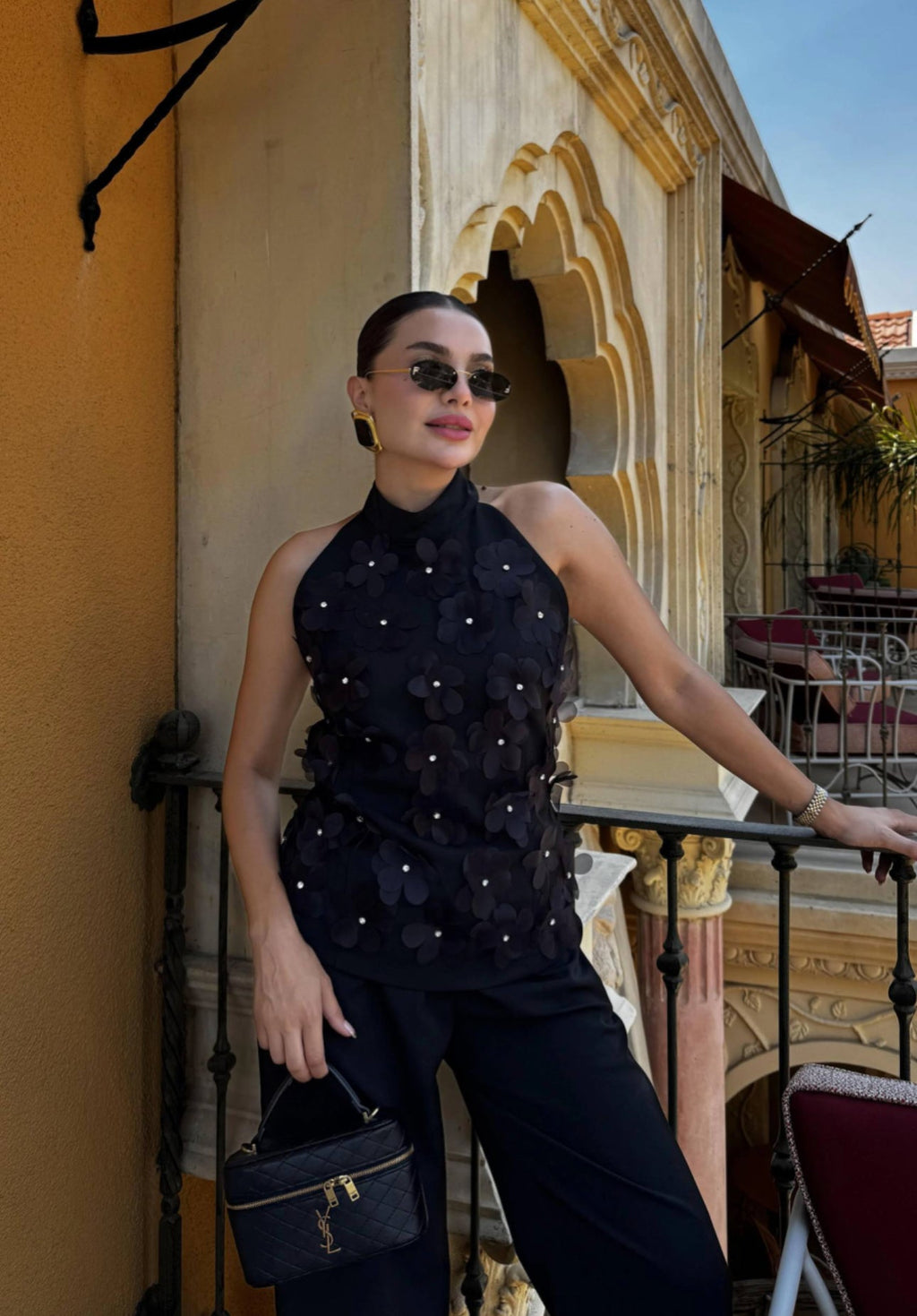 Ensemble noir chic à dos nu – robe élégante | DA DRESSES
