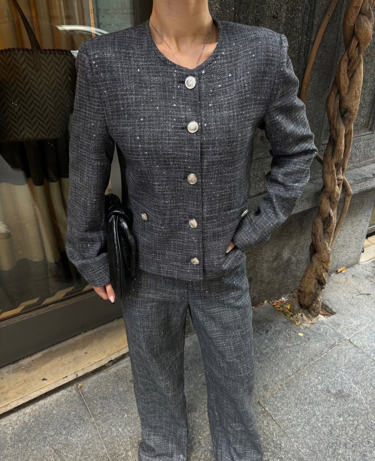 Ensemble tailleur gris – robe élégante | DA DRESSES